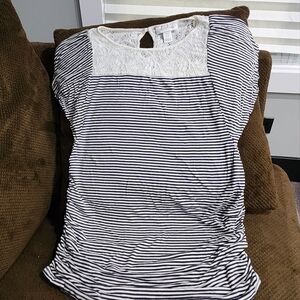 Motherhood black and white striped shirt. Size Medium.